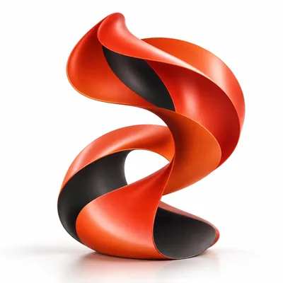 Sculptural orange and coral folded wave