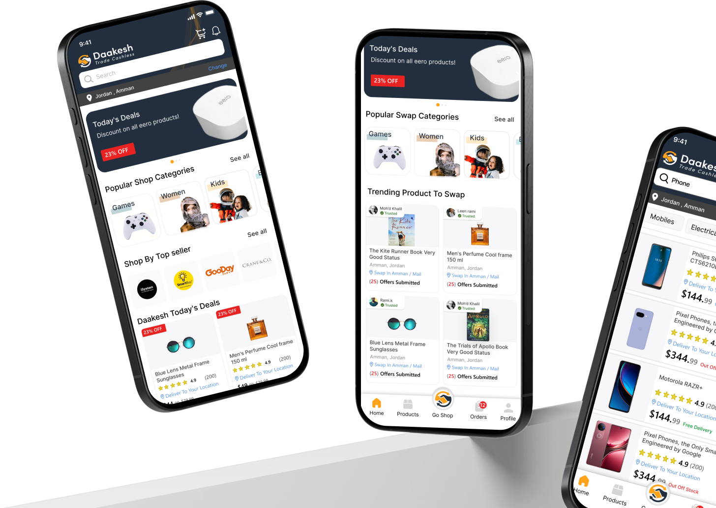 Daakesh mobile marketplace mockups